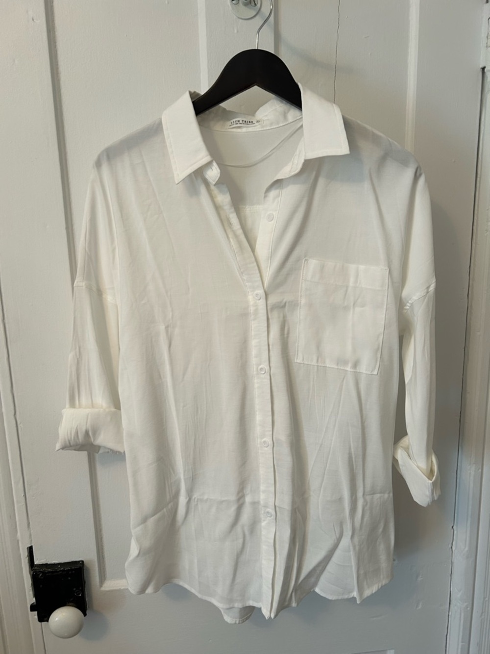12th Tribe Oversized White Button-Up Shirt